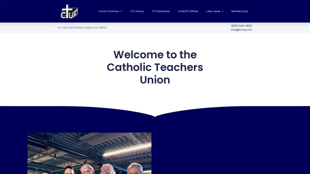 Screenshot of the Catholic Teachers Union's website