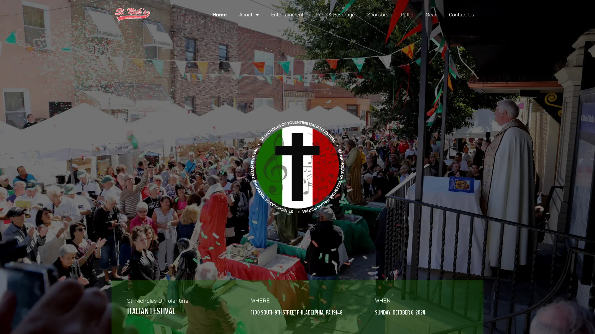Screenshot of the St. Nick’s Italian Festival's website