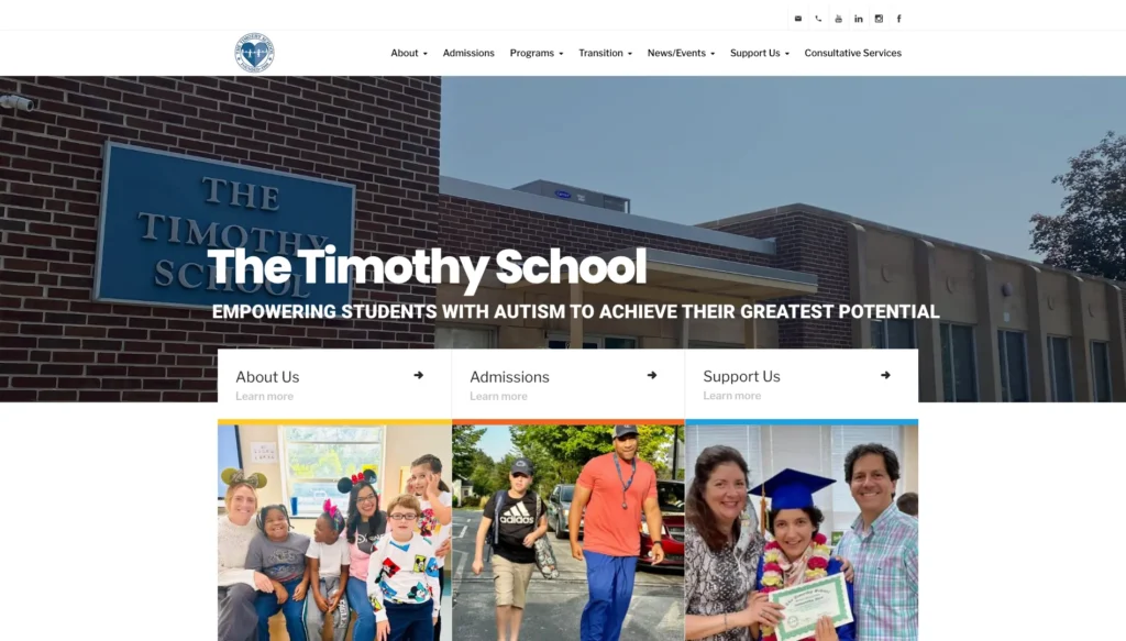 Screenshot of The Timothy School's website