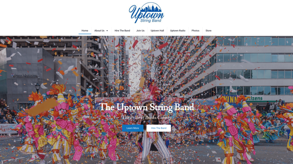 Screenshot of the Uptown String Band's website